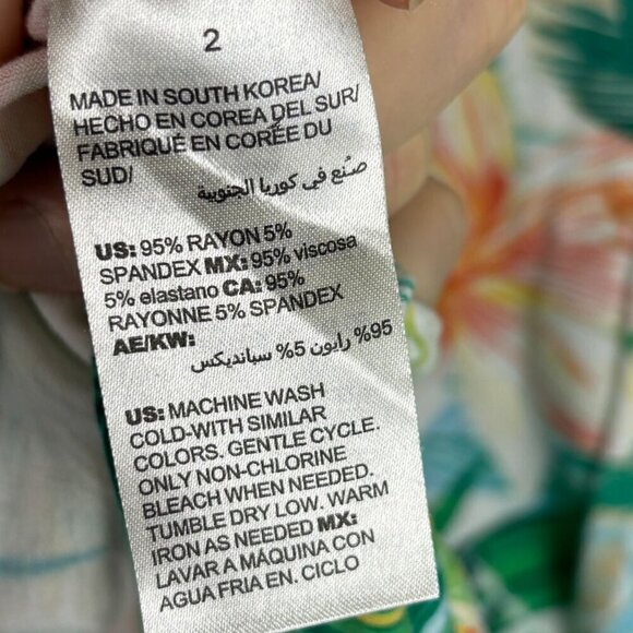 Chicos Women's 3/4 sleeve Tropical Top Size 2 L 12 Vacation Hawaii Rayon/Spandex - Picture 5 of 9